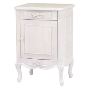 サイドテーブル ミニテーブル 木製 扉付き ハンプトンシリーズ 姫系 リビング ダイニング インテリア家具 代引不可