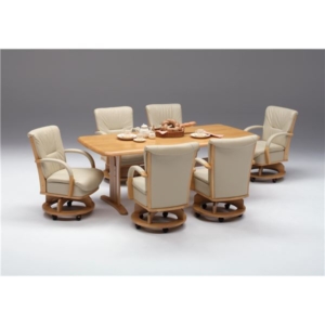 ダイニングセット 7点セット ダイニングテーブル 回転 ダイニングチェア 6脚 木製 リビング 開梱設置 代引不可