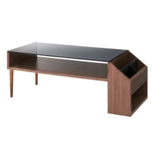 ローテーブル センターテーブル ウォールナット 強化ガラス天板 収納棚付き アルム リビング ダイニング インテリア家具