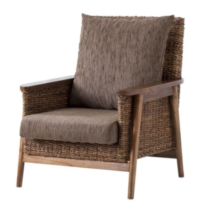 ソファー パーソナルチェア 幅75cm 肘付き 木製 ・アバカ アジアンテイスト リビング ダイニング 代引不可