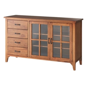 キッチン収納 収納棚 木製 強化ガラス扉 引き出し 脚付き アンティーク調 ティンバー キャビネット リビング 代引不可