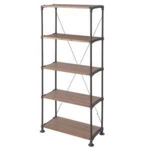 オープンラック 収納棚 4段 木製 スチールフレーム 天然木シェルフ リビング ダイニング インテリア家具 代引不可
