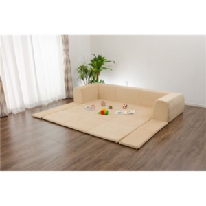 フロアソファー 折りたたみフロアマット付き 起毛生地 約幅200cm 洗えるカバー付き 日本製 リビング 代引不可