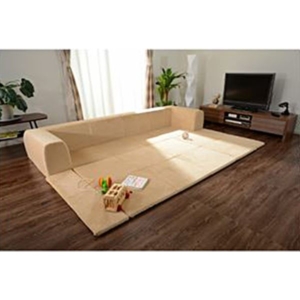 フロアソファー 折りたたみフロアマット付き 起毛生地 約幅250cm 洗えるカバー付き 日本製 リビング 代引不可