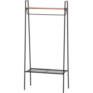 ハンガーラック コートハンガー スチールフレーム 棚付き 木目調 レアル ワードローブ ベッドルーム リビング 代引不可