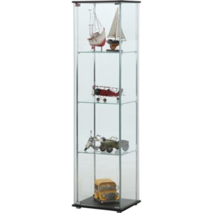 ディスプレイケース 4段 硝子製棚板2枚 脚付き ガラス コレクションケース リビング ダイニング 代引不可