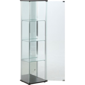 ディスプレイケース 4段 背面ミラー付き 硝子製棚板2枚 脚付き ガラス コレクションケース リビング 代引不可