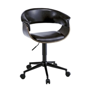 ワークチェア オフィスチェア 座面回転 昇降式 キャスター 背もたれ付 合皮 ビンテージ風 リビング 在宅ワーク