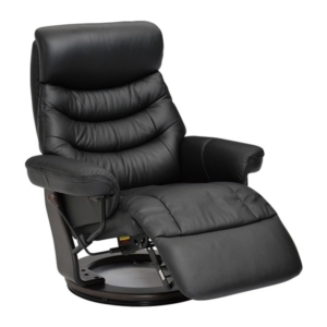 パーソナルチェア リクライニングチェア 幅88.5cm 本革 オットマン一体型 フットレスト 肘付き 木製 フレーム BK 組立品 代引不可