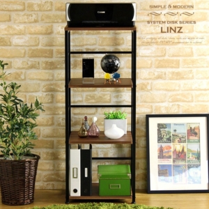 ヴィンテージ風 サイドラック/収納ラック 単品 幅45cm スリム スチールフレーム アジャスター付 『INZ』 代引不可