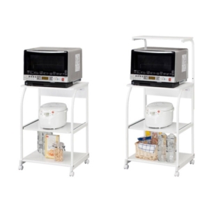 シンプル キッチンラック/キッチン収納 上棚付きタイプ 二口コンセント・ キャスター付き 代引不可