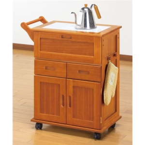 天然木フラップ式キッチンワゴン 代引不可