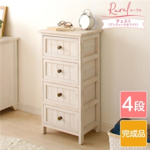 チェスト 収納棚 4段 木製 桐製 薄型 軽量 Rural ルーラル 完成品 リビング 代引不可