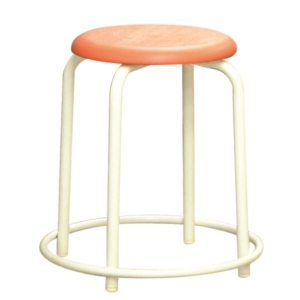 スタッ スツール 外リング付き 同色5脚セット オレンジ ミルキー RP-3W 幅45.8cm 日本製 代引不可