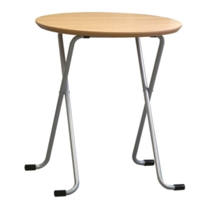 折りたたみテーブル 丸型 シルバー 日本製 木製 スチールパイプ ダイニング リビング 代引不可