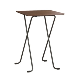 折りたたみハイテーブル 角型 ダーク 日本製 木製 スチールパイプ ダイニング リビング 代引不可