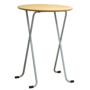 折りたたみハイテーブル 丸型 シルバー 日本製 木製 スチールパイプ ダイニング リビング 代引不可