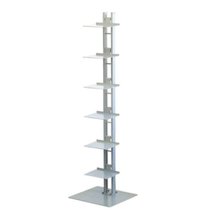 タワーシェルフ/収納棚 シルバー 日本製 スチール製 棚板6枚付き 代引不可