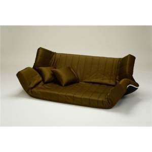 低反発 リクライニングソファー/ローソファー デニム生地 カーキ 肘付き 同色クッション2個付き 日本製 代引不可