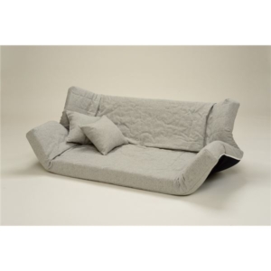 低反発 リクライニングソファー/ローソファー ファブリック生地 グレイ 肘付き 同色クッション2個付き 日本製 代引不可