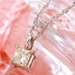 純プラチナ プリンセスカットダイヤモンドペンダント/ネックレス 計0.15アップCT