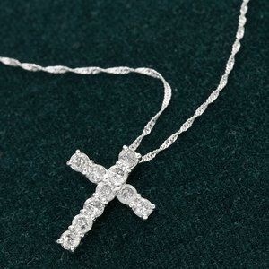 K18WG 0.5ctダイヤモンドクロスペンダント /192127