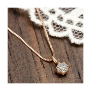 K18PG 0.1ctダイヤモンドペンダント/ネックレス