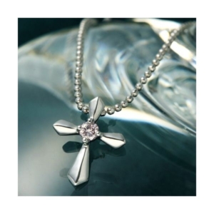 K18WG（ゴールド） ピンクダイヤ クロスペンダント