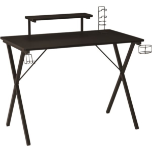 パソコンデスク ゲーミングデスク モニタースタンド コントローラーホルダー ドリンクホルダー スチールフレーム BK 組立品 代引不可