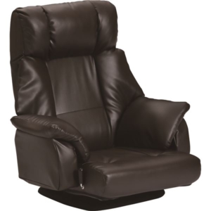 座椅子 パーソナルチェア 幅82cm PVC リクライニング 回転 360度回転 肘付き DBR 組立品 代引不可