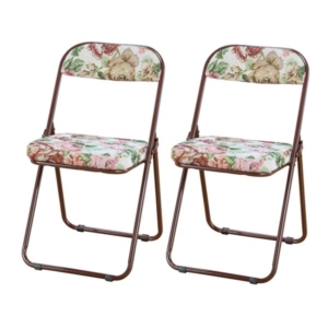 軽くて折りたためるゴブラン柄座椅子 2脚組 完成品 代引不可