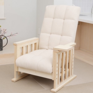 完成品 やすらぎ高座椅子 座椅子 折りたたみ 10段階リクライニング 4段階高さ調節可 白木 完成品 組立不要