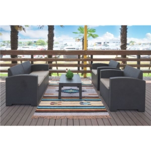 ガーデンリビング 4点セット テーブル 1 ソファ 2 2人掛けソファ 1 ダーク 組立品 バルコニー ウッドデッキ 代引不可