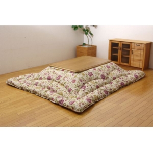 こたつ布団/厚掛け布団 単品 花柄 裏地フランネル 表地綿100％ 日本製 国内プリント リビング 代引不可