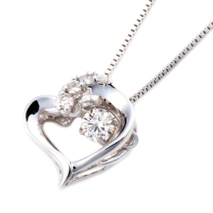 ダイヤモンドペンダント/ネックレス 一粒 K18 ゴールド 0.1ct ダンシングストーン 揺れるダイヤ ハート 正規品タグ 鑑別書付き