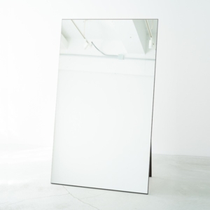 ワイドスタンドミラー(/茶) 木製/ノンフレーム/飛散防止加工/折りたたみ可/ヨガ/ダンス/北欧風/日本製/完成品/NK-9000