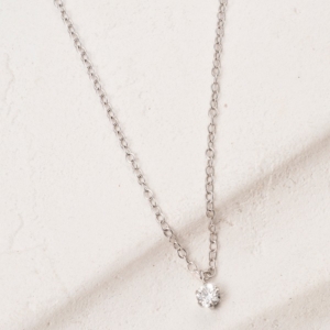 ダイヤモンドペンダント/ネックレス 一粒 プラチナ Pt900台 0.1ct ダイヤネックレス V925あずきチェーン 6本爪 Jカラー SI Good ソーティング済みダイヤ使用