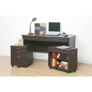 システムパソコンデスク/学習机 デスク天板 ラック/チェスト付 デスク・ラック：組立/チェスト：完成品