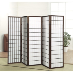 パーテーション/衝立/障子スクリーン5連 木製フレーム 代引不可