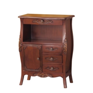 アンティーク調電話台/ファックス台 ブラウン 木製/ 引き出し付き 『コモ』 猫足 完成品