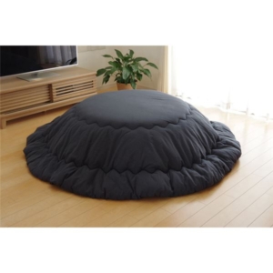 こたつ布団 単品 円形 刺子調 ネイビー 約225cm 厚掛けタイプ 洗える 表地：綿100％ リビング ダイニング 代引不可