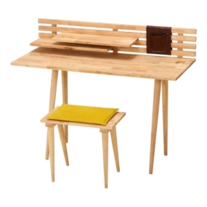 パソコンデスク セット 約幅120cm 木製 クッション 棚付 Natural Signature 在宅ワーク リビング 子供部屋 代引不可