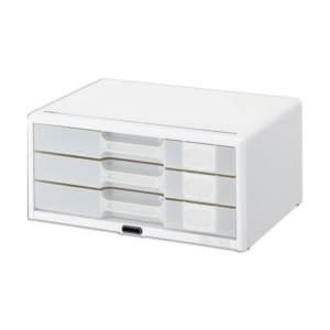 ライオン事務器 カギ付半透明レターケースカド丸タイプ A4ヨコ 3段 A4-553LW 1台