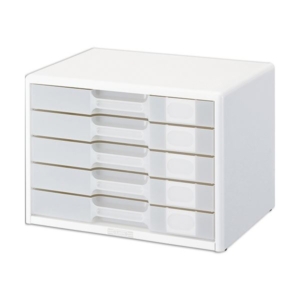 ライオン事務器 透明レターケースカド丸タイプ A4ヨコ 5段 A4-555W 1台