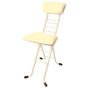 シンプル 折りたたみ椅子 ミルキーホワイト 日本製 高さ6段調節 スチールパイプ 代引不可