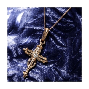 10金ゴールド（K10PG） クロスダイヤモンドペンダント/ネックレス