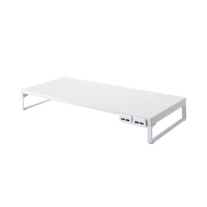 (まとめ）リヒトラブ 机上台 UBハブ付幅590mm 白 A-7334-0 1台 3セット