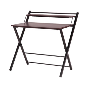 折りたたみテーブル パソコンデスク ダーク ブックスタンド付き フォールディングデスク リビング 代引不可