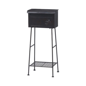 ポスト 郵便受け mm 横型 モンステラ スチール 棚付き ガーデン 玄関 エントランス 入口 店舗 お店 代引不可