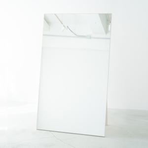 ワイドスタンドミラー(/白) 木製/ノンフレーム/飛散防止加工/折りたたみ可/ヨガ/ダンス/北欧風/日本製/完成品/NK-9000